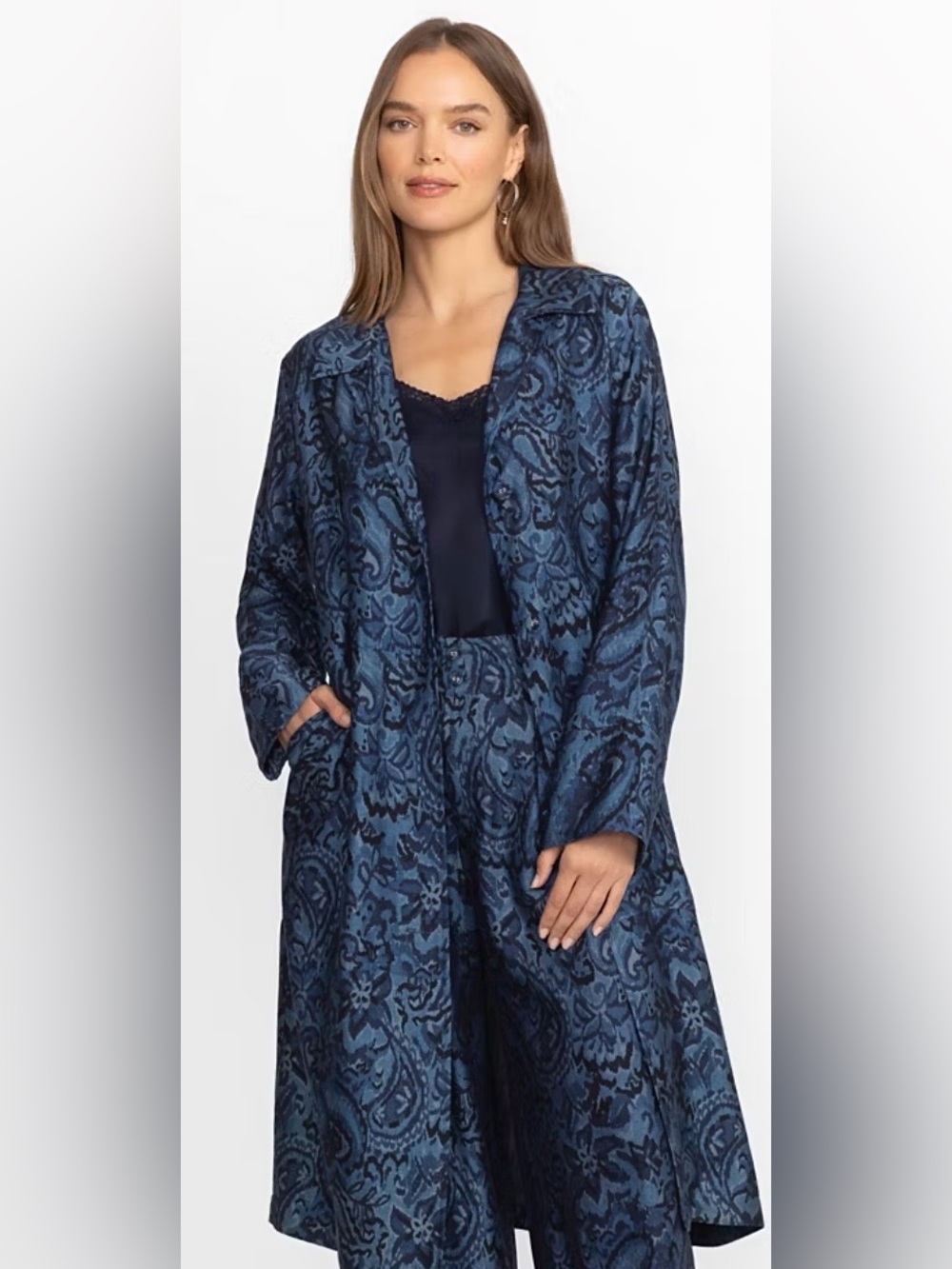 NEW NWT $295 WOMEN XS SMALL MEDIUM (bust 44”) JOHNNY WAS ZOIA JACKET DUSTER BLUE